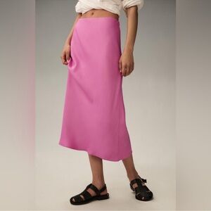 Anthropologie Tilda Midi Slip Skirt in Light Red Size Large NWT
